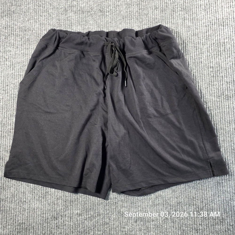 Athletic Works Womens Black Knit Drawstring Athletic Shorts Plus Size XXXL 22